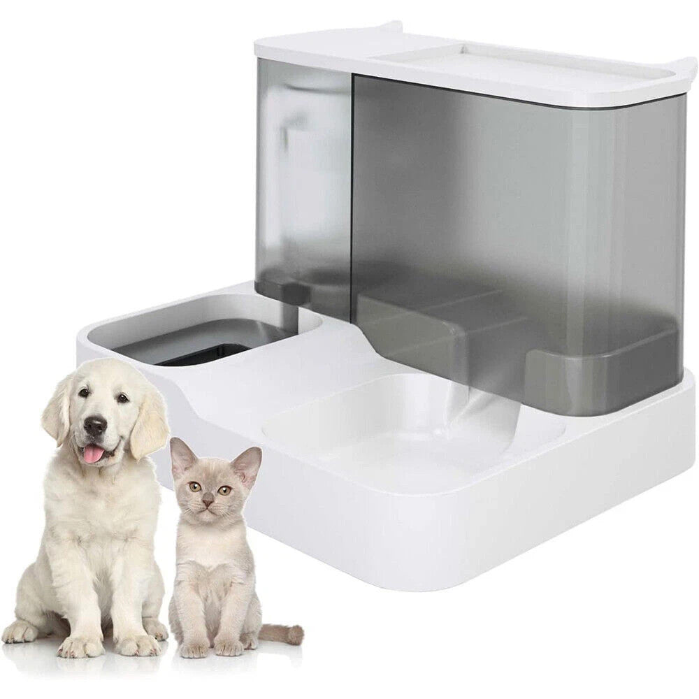 2 In1 Feeder Food Water Dispenser Bowl Automatic Dog Cat Bottle Pet Self Feeding
