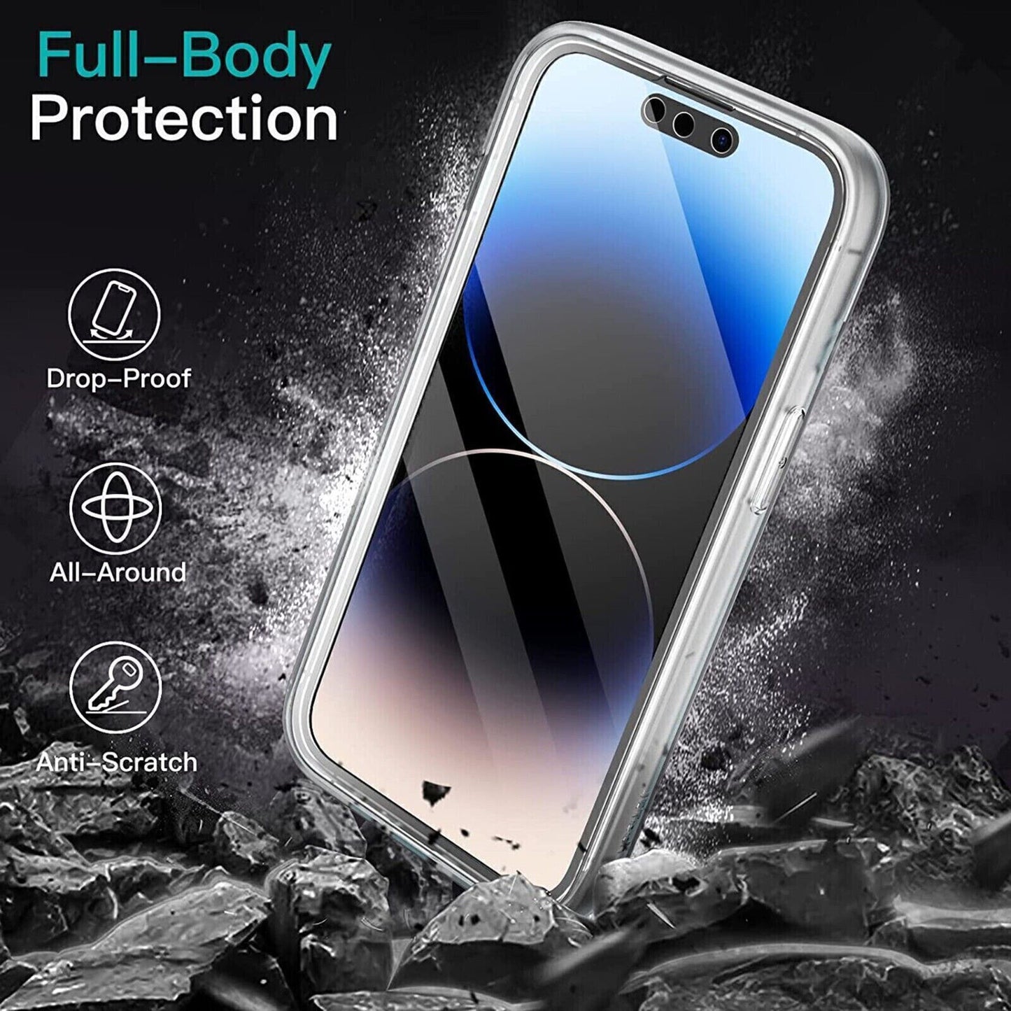 Clear 360 Full Body Case for Iphone 16 15 14 13 12 11 Pro Max XR XS Max 7 8 SE 4