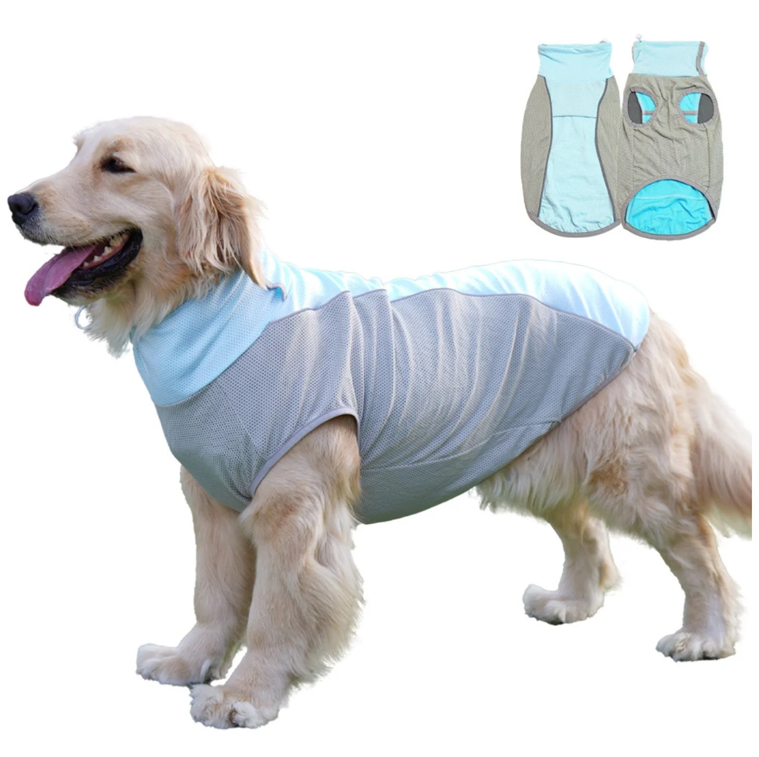 Summer Cooling Dog Vest with Ice Pack Pockets - Breathable Mesh Pet Clothes
