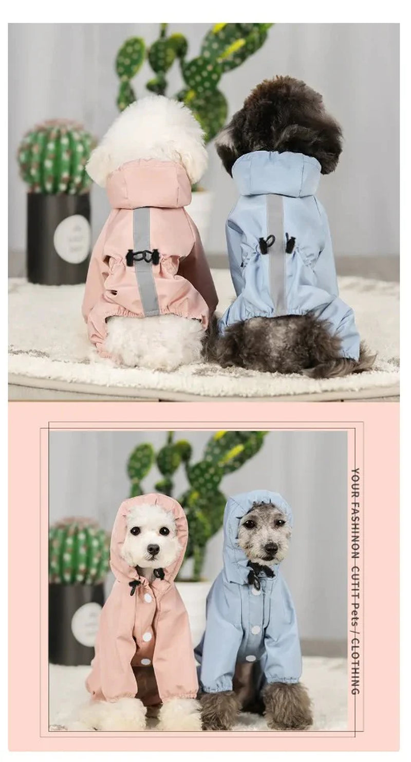 PSM All - Season Reflective Pet Raincoat - Waterproof Jumpsuit for Dogs & Cats