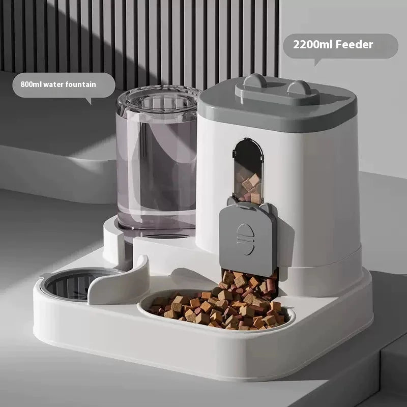 Automatic Dog Cat Feeder and Water Dispenser Gravity Food Feeder and Waterer Set with Pet Food Bowl Universal Pet Products