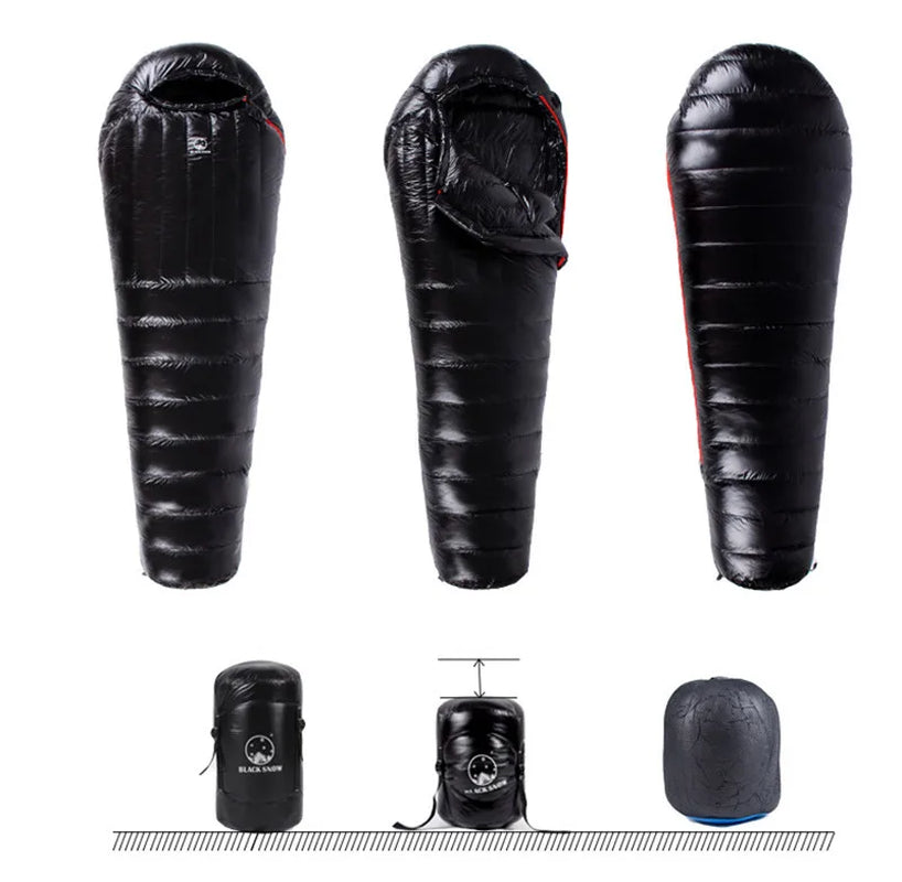 Black Snow Cold Weather Upgraded High-Grade White Goose down Camping Sleeping Bags with Water Repellent Treatment Warm Insulated