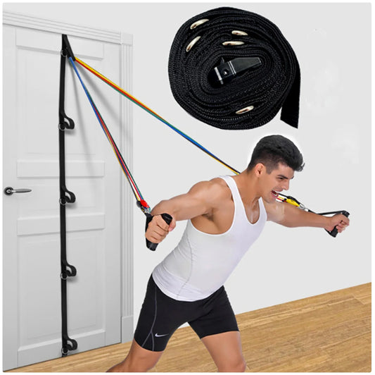 Adjustable Door Anchor Resistance Training Strap - 5 - Loop Workout Accessory for Home Gym