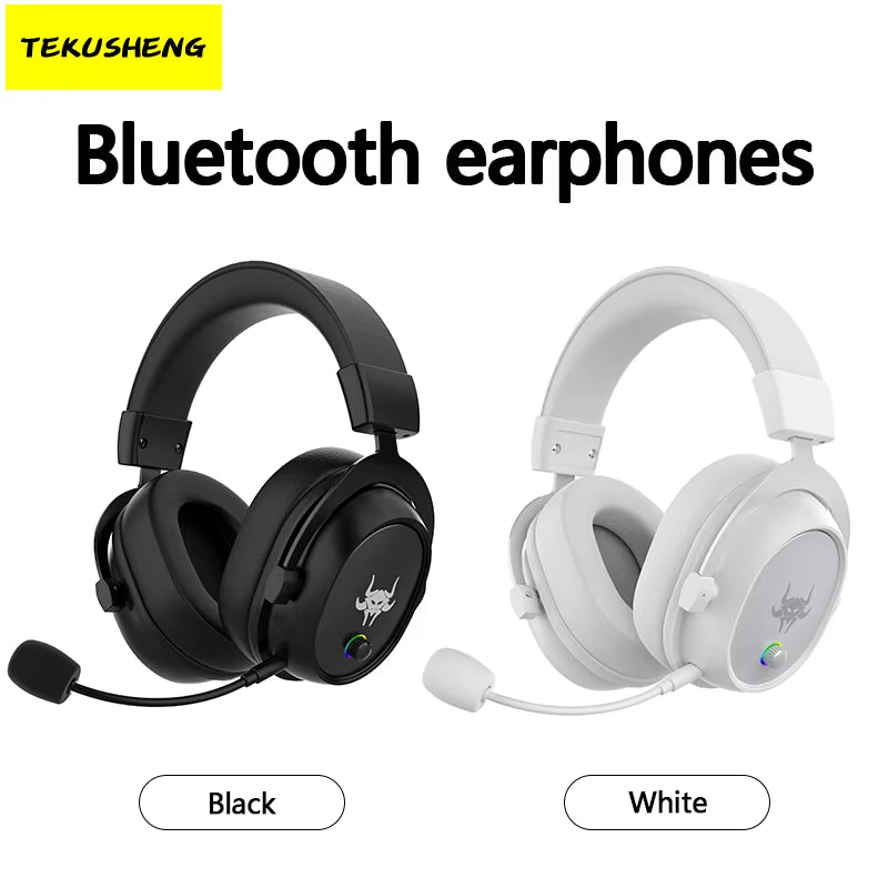 High-End 2.4G Wireless Overhead Sports Headphones with Bluetooth White Gaming Headset with Microphone Noise Canceling Headphones
