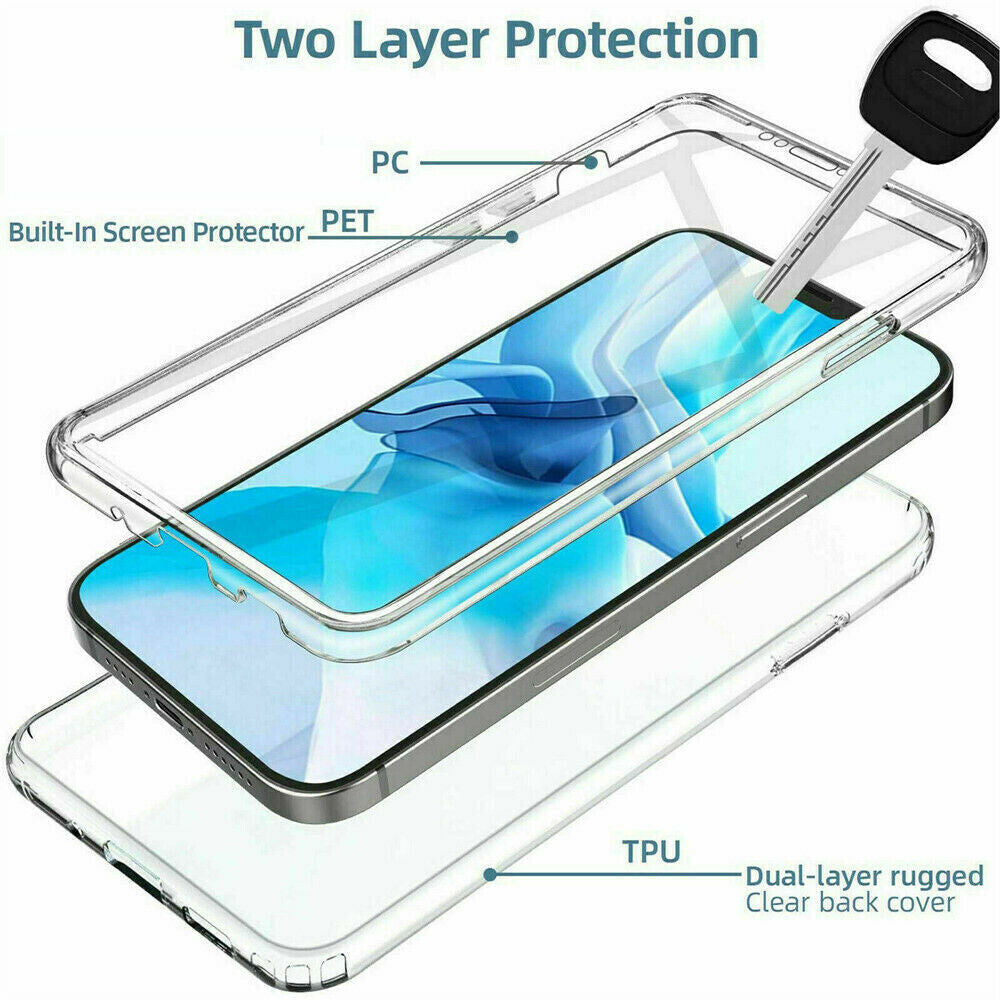 Clear 360 Full Body Case for Iphone 16 15 14 13 12 11 Pro Max XR XS Max 7 8 SE 4