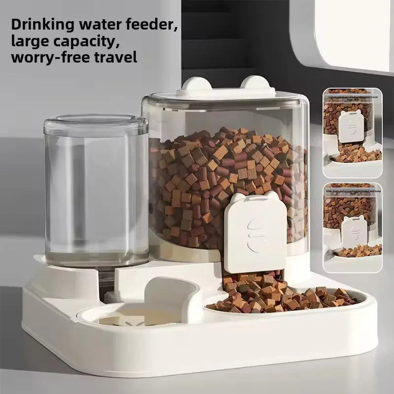 Automatic Dog Cat Feeder and Water Dispenser Gravity Food Feeder and Waterer Set with Pet Food Bowl Universal Pet Products