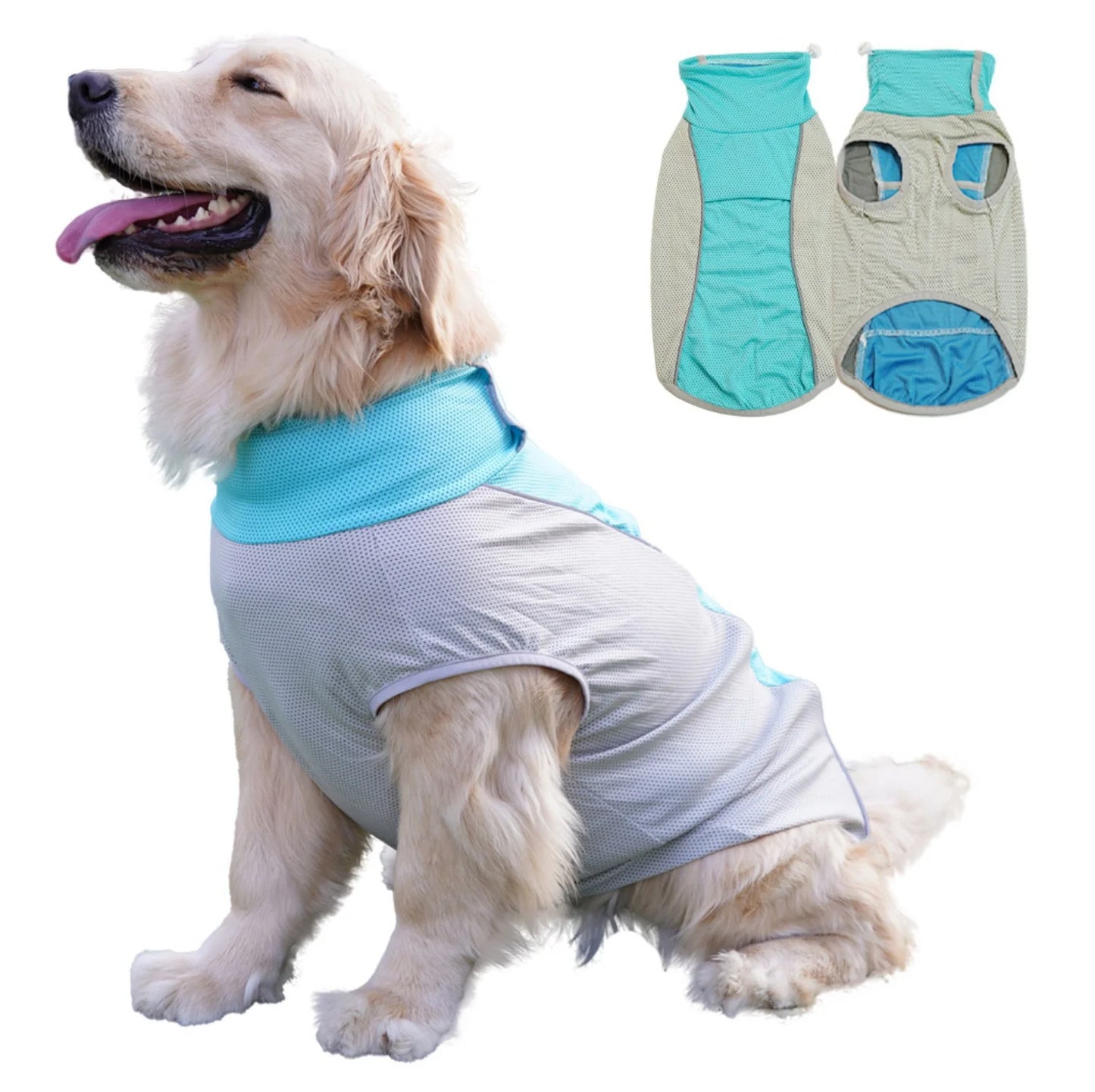 Summer Cooling Dog Vest with Ice Pack Pockets - Breathable Mesh Pet Clothes
