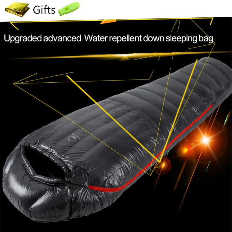 Black Snow Cold Weather Upgraded High-Grade White Goose down Camping Sleeping Bags with Water Repellent Treatment Warm Insulated