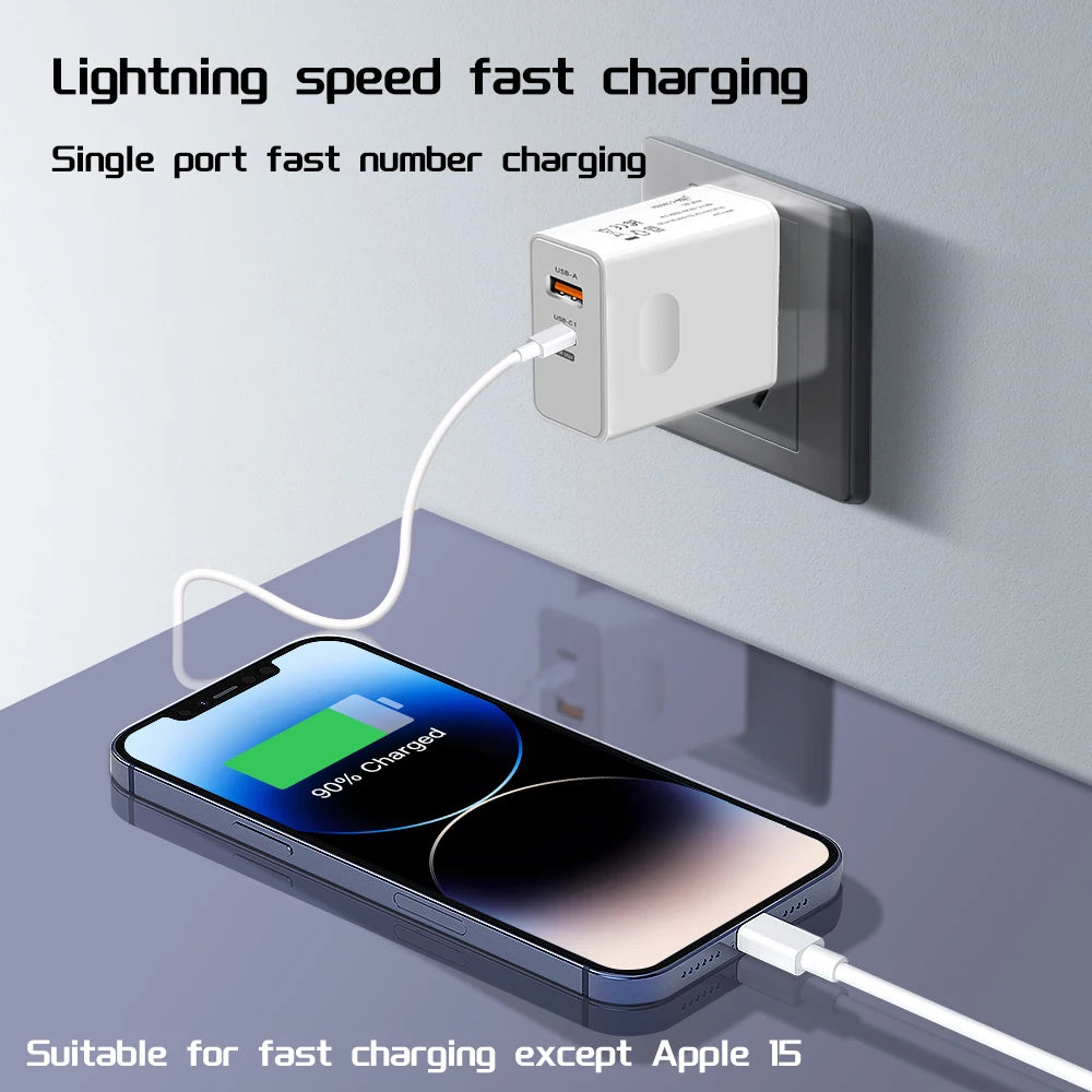 120W Fast Charger USB Type C PD Cable Fast Charging Quick Charge 3.0 Adapter for Iphone Xiaomi Samsung Oneplus Pixel Cellphones