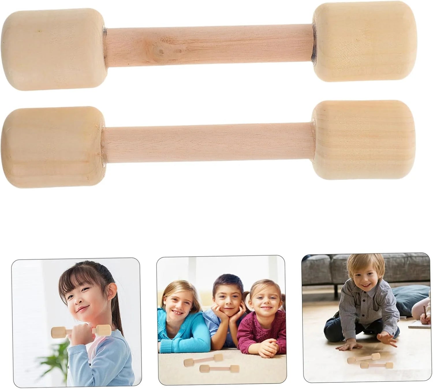 2Pcs Wooden Dumbbells for Weight Set for Gym Activities Safe Natural Wood Weights for Hand Strength Coordination Development