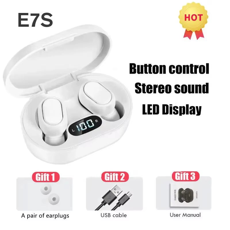 E7S TWS Wireless Headphones Bluetooth Earphone Control Sport Headset Waterproof Microphone Music Earphone Work on All Smartphone