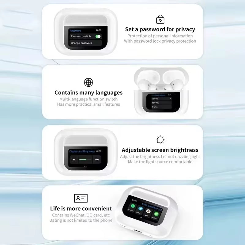 For Xiaomi Tour Pro6 ANC Wireless Earbuds LED Screen Noise Cancelling Bluetooth Headphones Sports Earphones with Mic