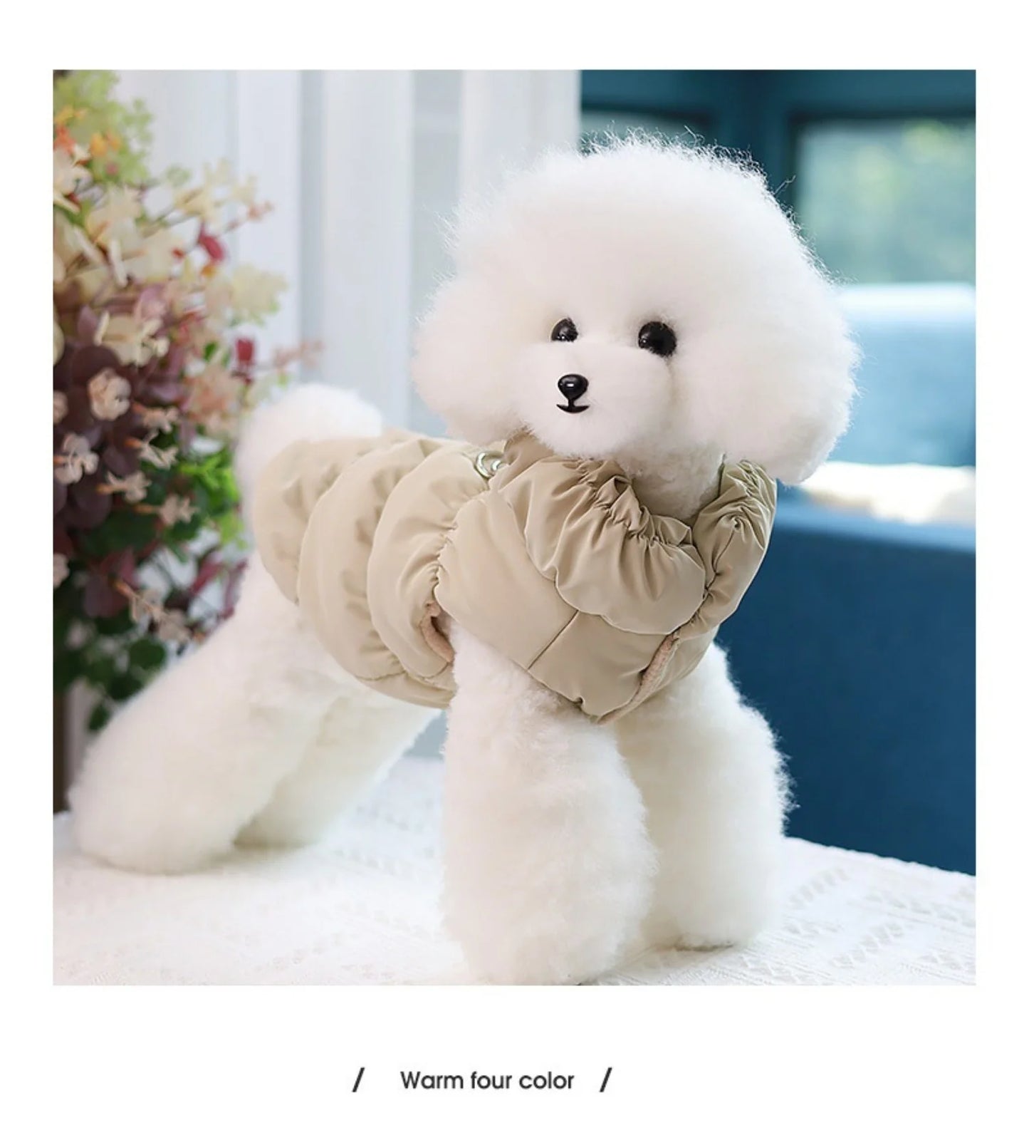 Winter Warm Padded Pet Vest - Snap - Button Dog & Cat Jacket with Harness D - Ring