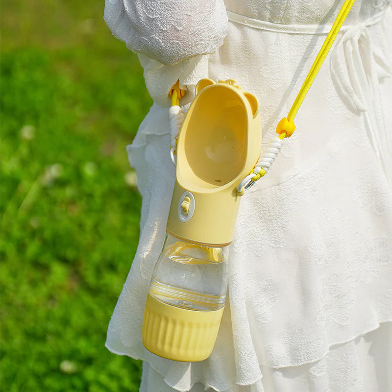 2 in 1 Portable Dog Water Bottle for Small Big Dogs Cat Outdoor Leak-Proof Puppy Drinking Bowl with Food Container Pets Feeder Pet Products